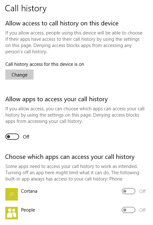 Privacy-call-history