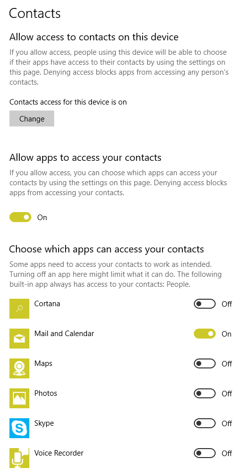 Privacy-contacts
